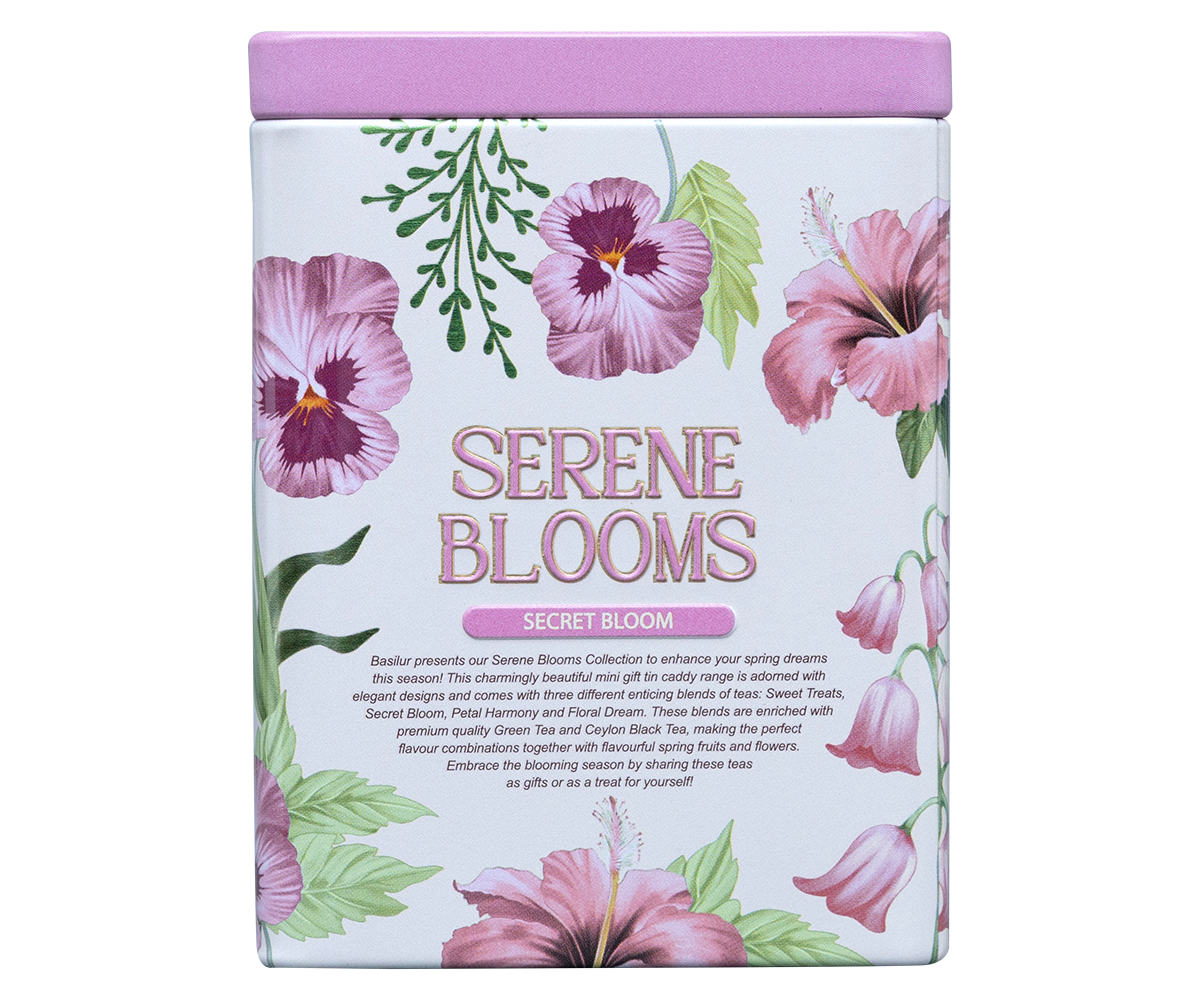 Basilur Serene Blooms Luxury Tin Caddy - Secret Bloom - 75G Loose Leaf