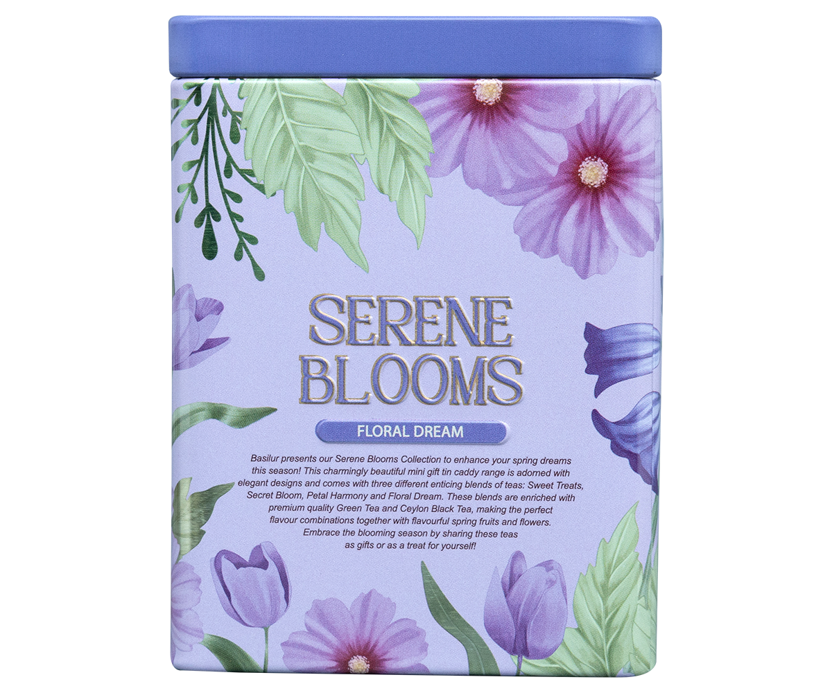 Basilur Serene Blooms Luxury Tin Caddy - Floral Dream - 75G Loose Leaf