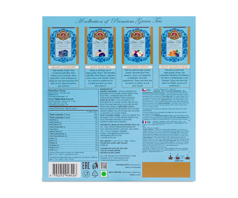 Basilur Blue tea - 4 Flavours - 40 Enveloped Tea Bags