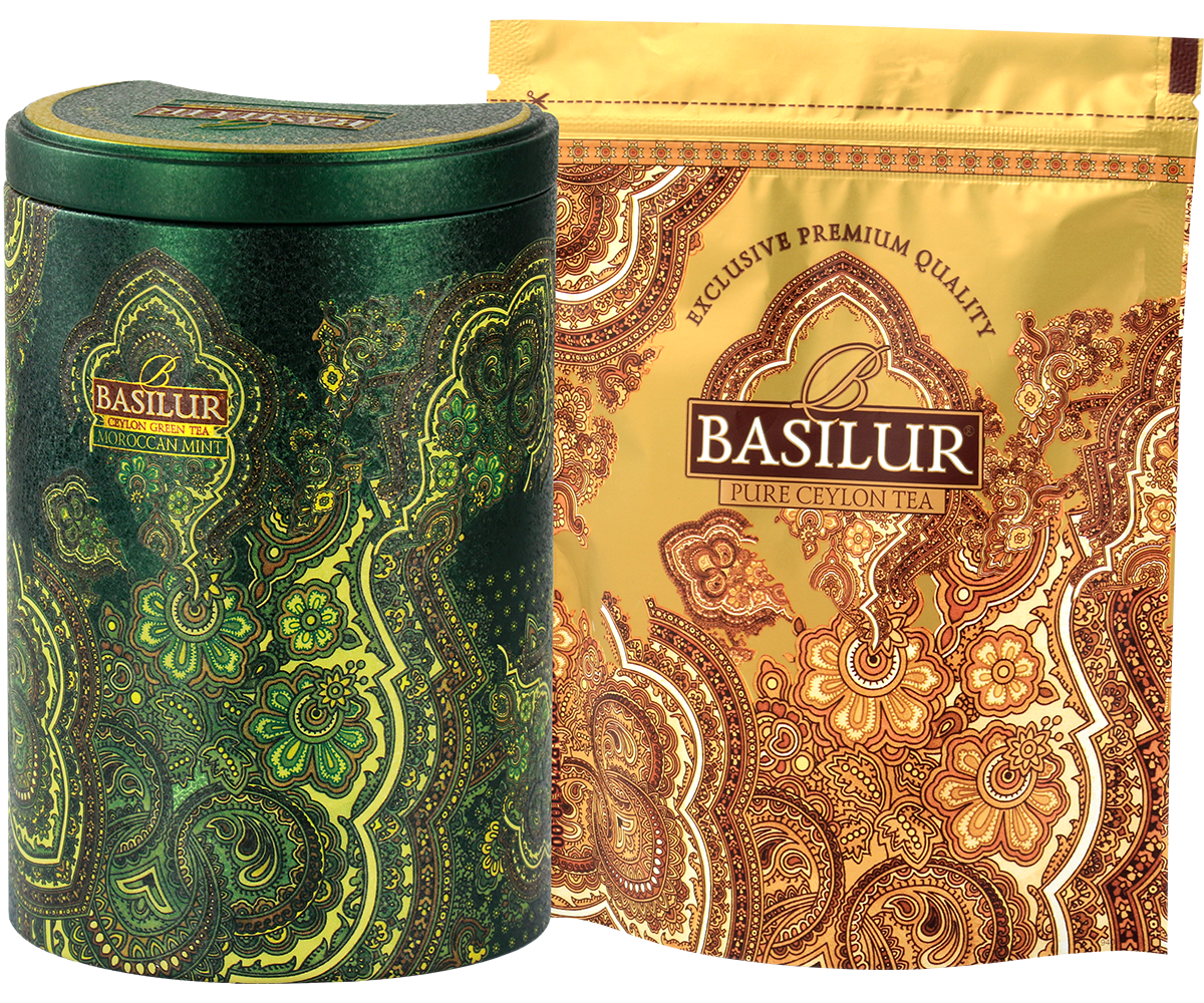 Basilur's Moroccan Mint Green Tea - 100g Loose Leaf Tin Caddy